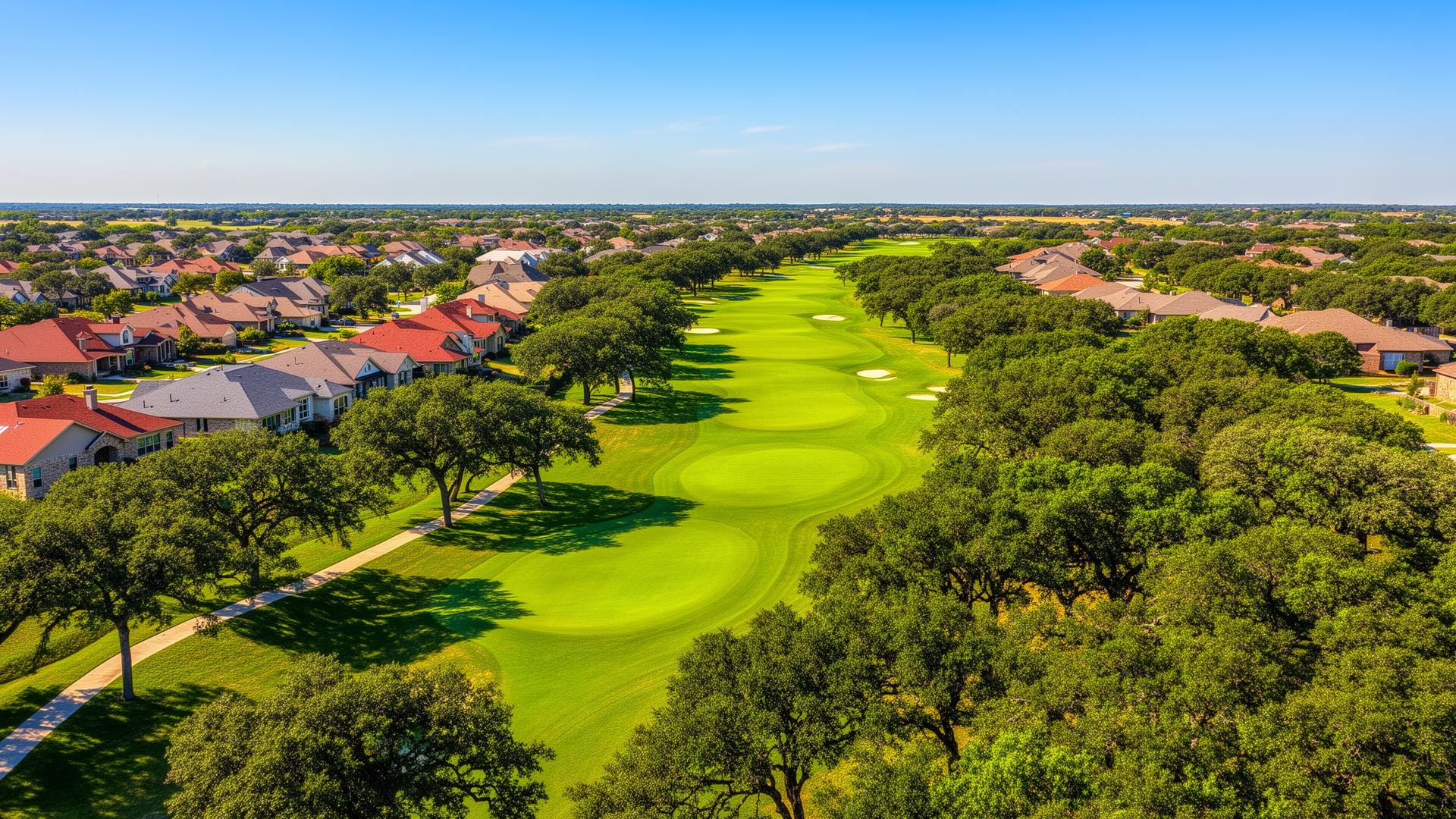 Forest Creek golf course community aerial view, Round Rock TX